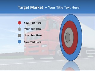 A Red Truck Is Driving Down The Road PowerPoint Template