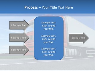 A Red Truck Is Driving Down The Road PowerPoint Template
