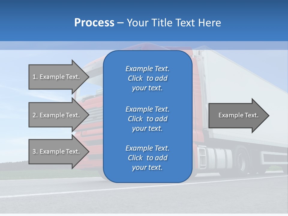 A Red Truck Is Driving Down The Road PowerPoint Template