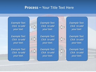 A Red Truck Is Driving Down The Road PowerPoint Template