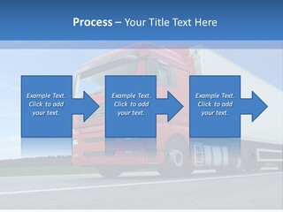 A Red Truck Is Driving Down The Road PowerPoint Template