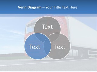 A Red Truck Is Driving Down The Road PowerPoint Template