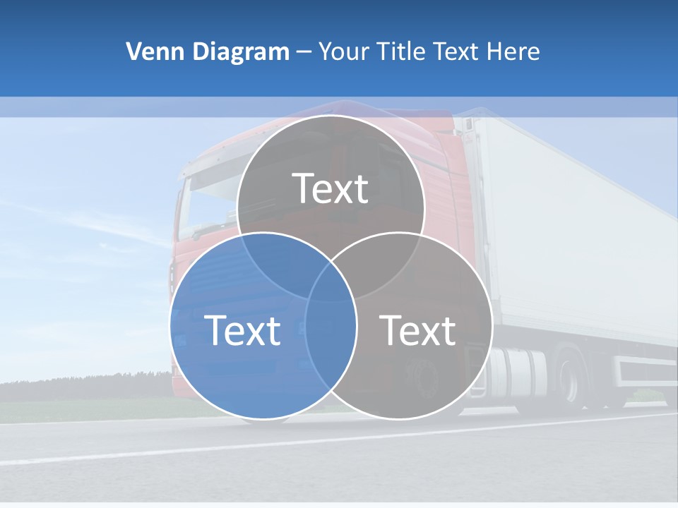 A Red Truck Is Driving Down The Road PowerPoint Template