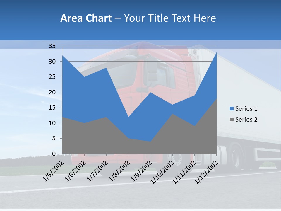 A Red Truck Is Driving Down The Road PowerPoint Template