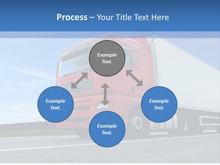 A Red Truck Is Driving Down The Road PowerPoint Template