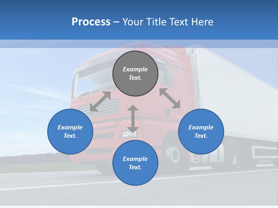 A Red Truck Is Driving Down The Road PowerPoint Template