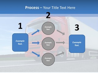 A Red Truck Is Driving Down The Road PowerPoint Template
