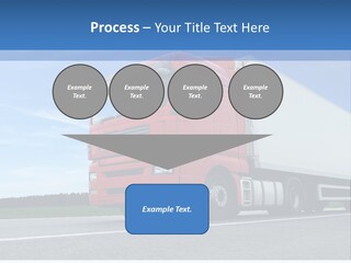 A Red Truck Is Driving Down The Road PowerPoint Template