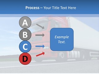 A Red Truck Is Driving Down The Road PowerPoint Template