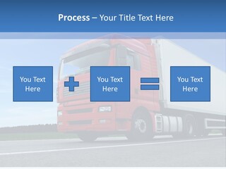 A Red Truck Is Driving Down The Road PowerPoint Template