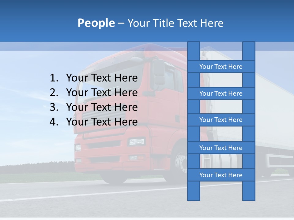 A Red Truck Is Driving Down The Road PowerPoint Template