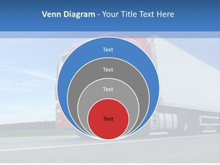 A Red Truck Is Driving Down The Road PowerPoint Template