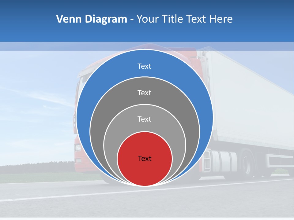 A Red Truck Is Driving Down The Road PowerPoint Template
