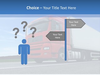 A Red Truck Is Driving Down The Road PowerPoint Template