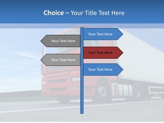 A Red Truck Is Driving Down The Road PowerPoint Template