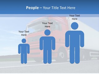 A Red Truck Is Driving Down The Road PowerPoint Template