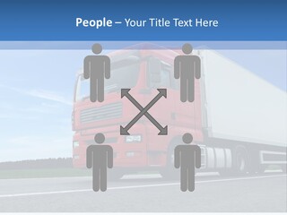 A Red Truck Is Driving Down The Road PowerPoint Template