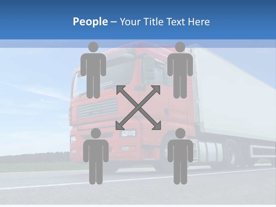 A Red Truck Is Driving Down The Road PowerPoint Template