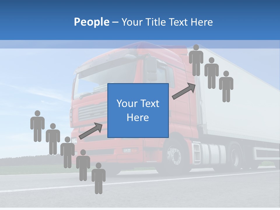 A Red Truck Is Driving Down The Road PowerPoint Template