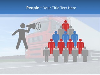 A Red Truck Is Driving Down The Road PowerPoint Template