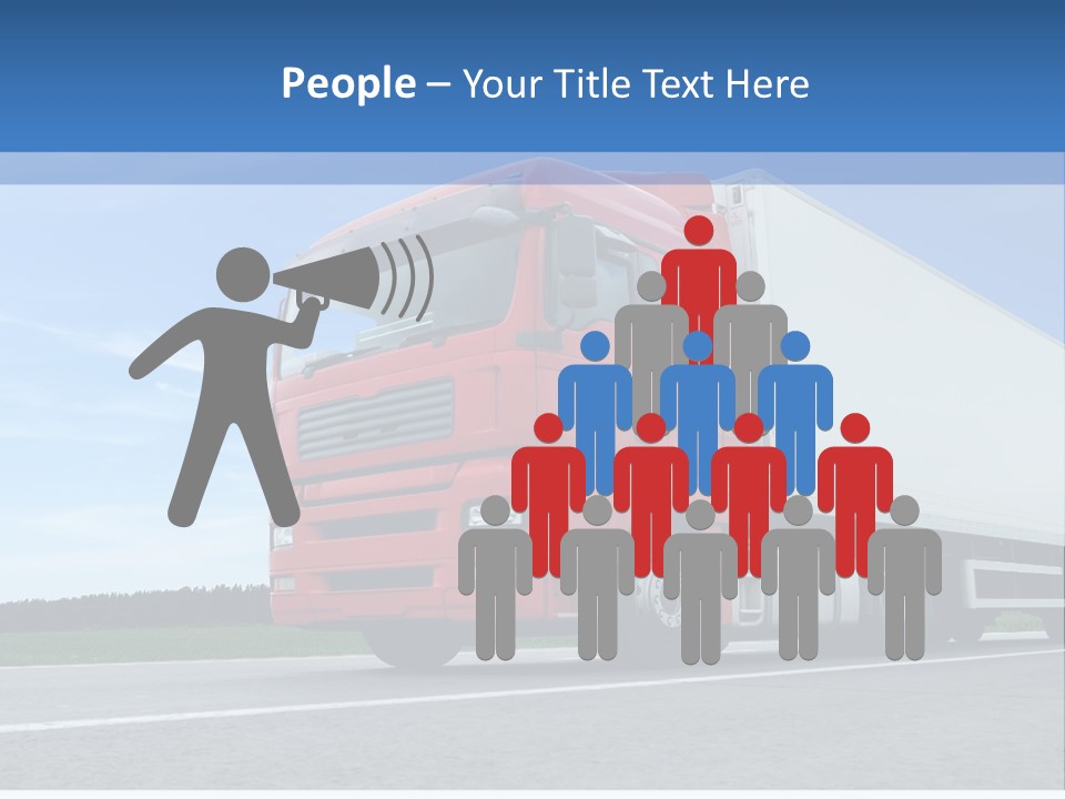 A Red Truck Is Driving Down The Road PowerPoint Template