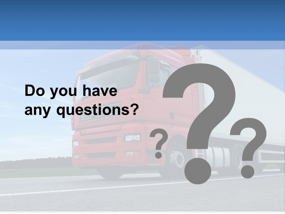 A Red Truck Is Driving Down The Road PowerPoint Template