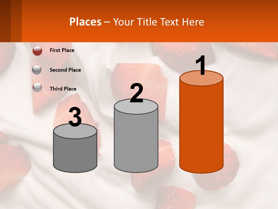 A Plate Of Strawberries On Top Of A Whipped Cream Dessert PowerPoint Template