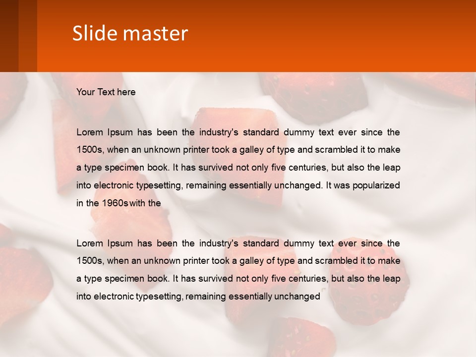 A Plate Of Strawberries On Top Of A Whipped Cream Dessert PowerPoint Template