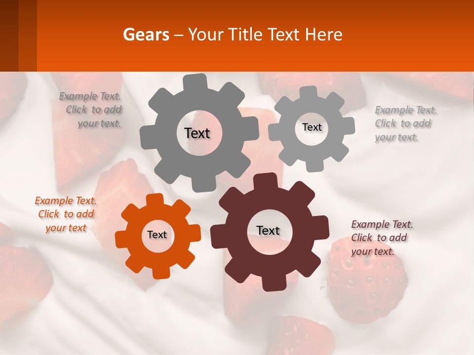 A Plate Of Strawberries On Top Of A Whipped Cream Dessert PowerPoint Template