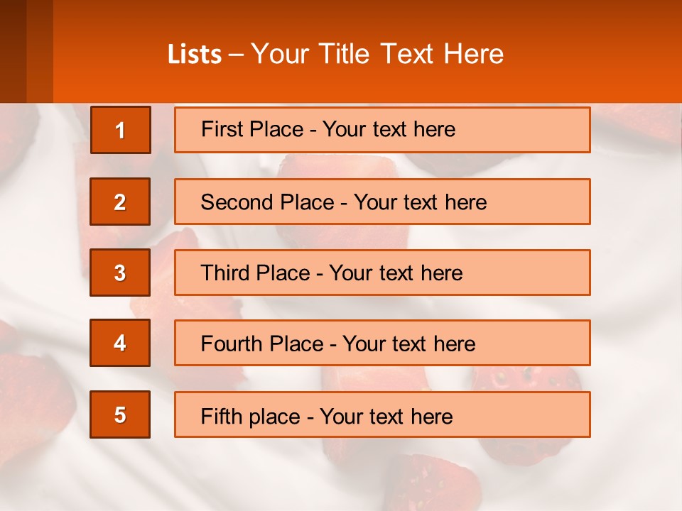 A Plate Of Strawberries On Top Of A Whipped Cream Dessert PowerPoint Template