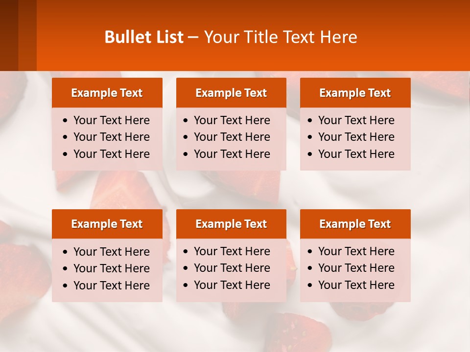 A Plate Of Strawberries On Top Of A Whipped Cream Dessert PowerPoint Template