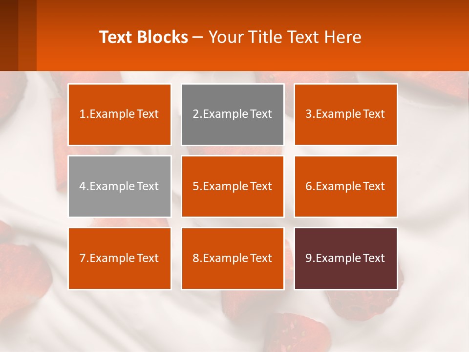 A Plate Of Strawberries On Top Of A Whipped Cream Dessert PowerPoint Template