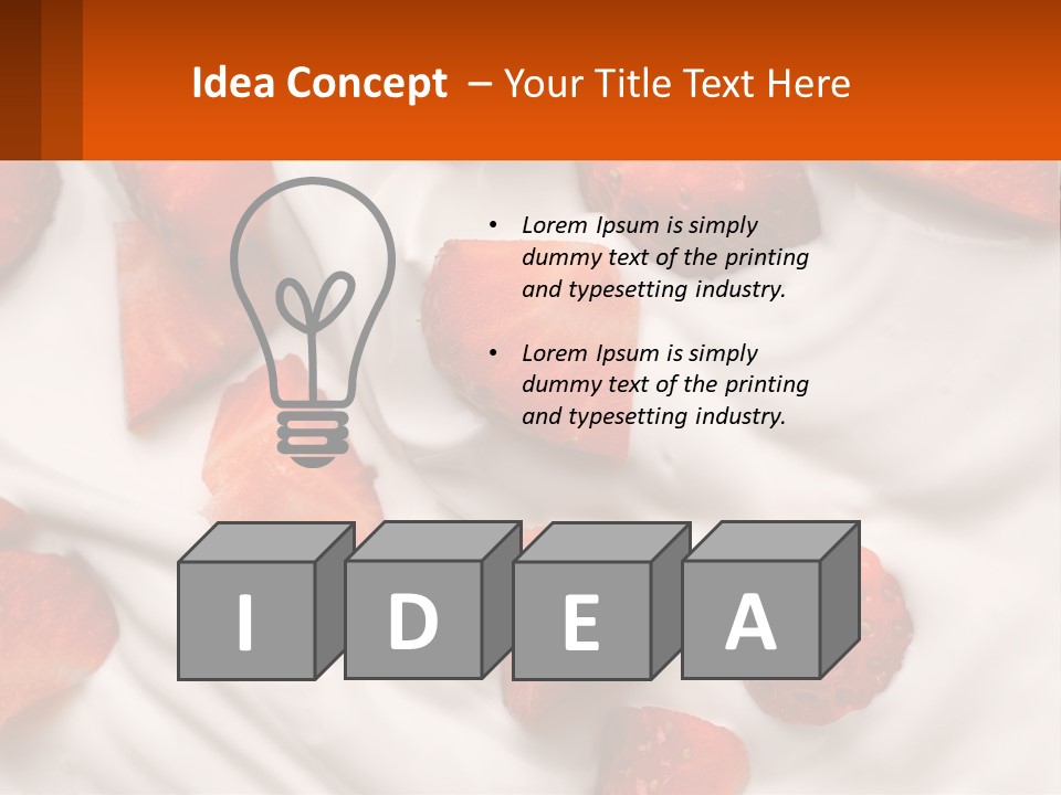 A Plate Of Strawberries On Top Of A Whipped Cream Dessert PowerPoint Template