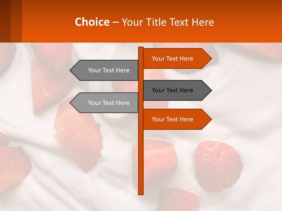 A Plate Of Strawberries On Top Of A Whipped Cream Dessert PowerPoint Template