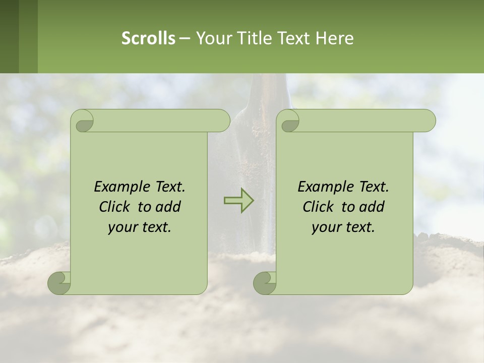 A Shovel In The Dirt With Trees In The Background PowerPoint Template