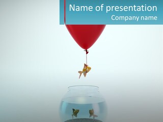 A Red Balloon Floating Over A Fish Bowl PowerPoint Template