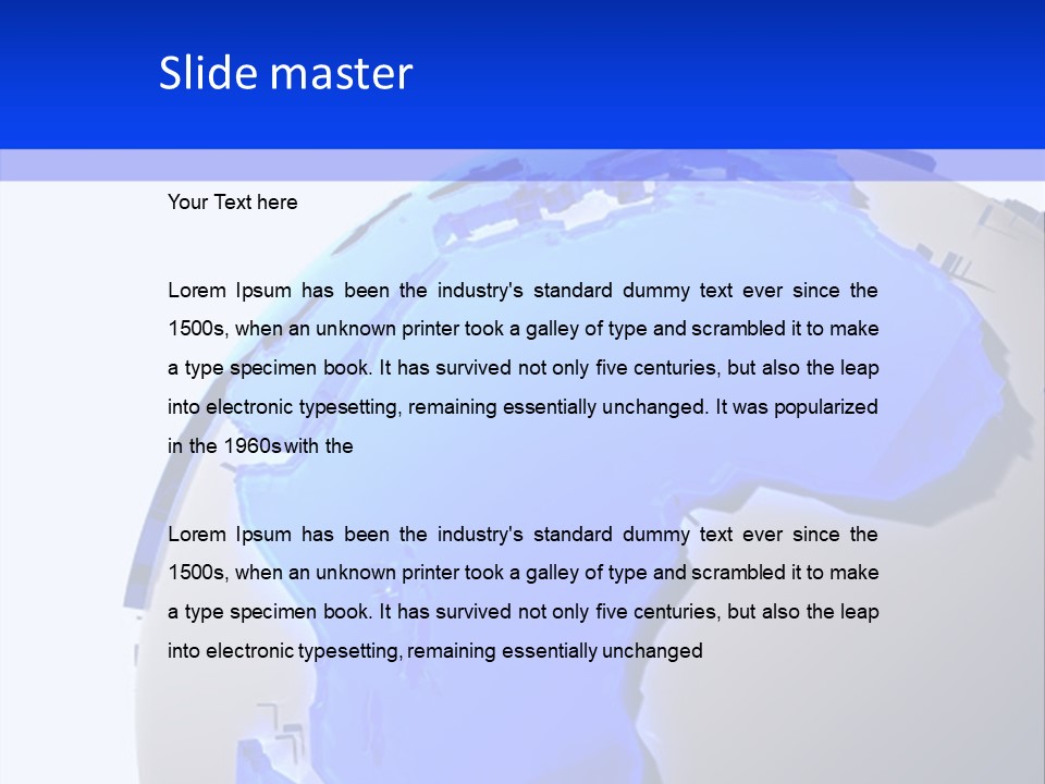 A Blue And White Globe On A White Background PowerPoint Template