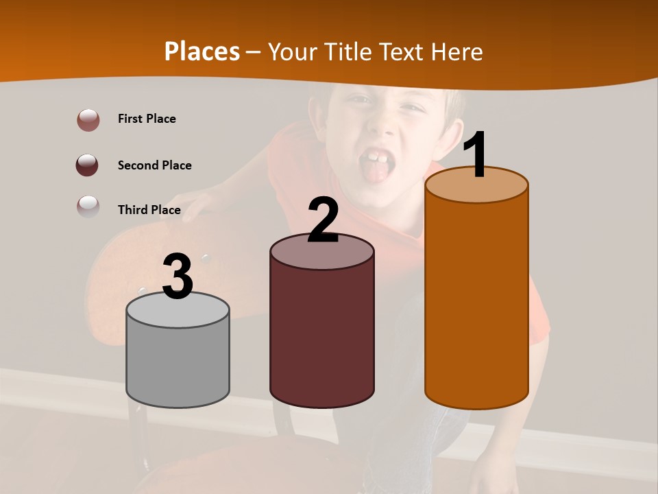 A Young Boy Sitting On A Wooden Chair With His Mouth Open PowerPoint Template