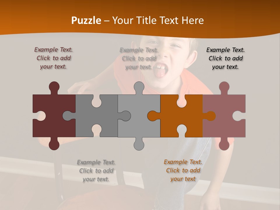 A Young Boy Sitting On A Wooden Chair With His Mouth Open PowerPoint Template