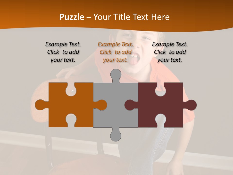 A Young Boy Sitting On A Wooden Chair With His Mouth Open PowerPoint Template