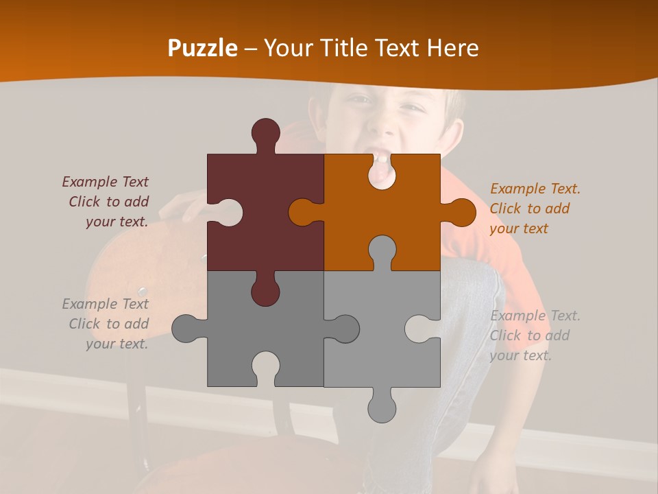 A Young Boy Sitting On A Wooden Chair With His Mouth Open PowerPoint Template