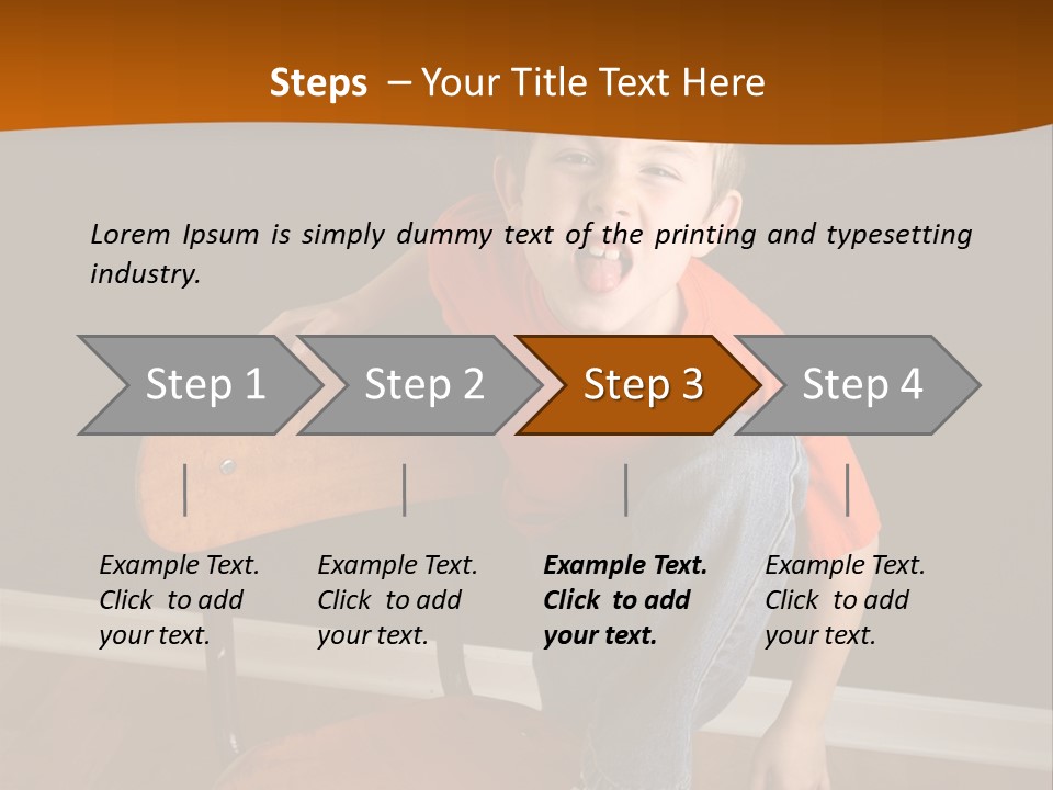 A Young Boy Sitting On A Wooden Chair With His Mouth Open PowerPoint Template