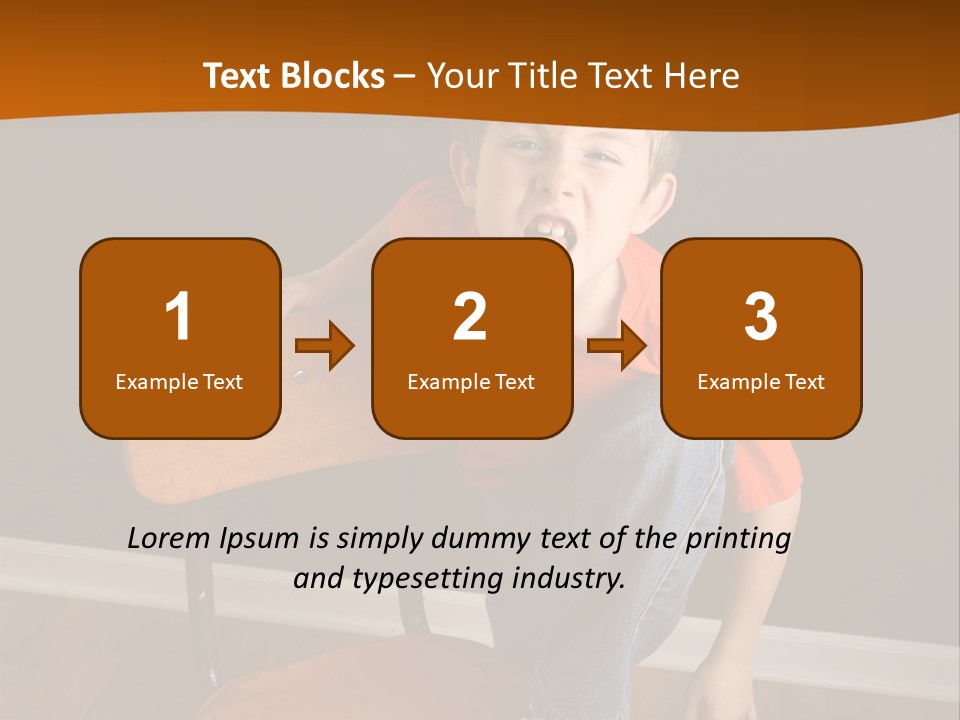 A Young Boy Sitting On A Wooden Chair With His Mouth Open PowerPoint Template