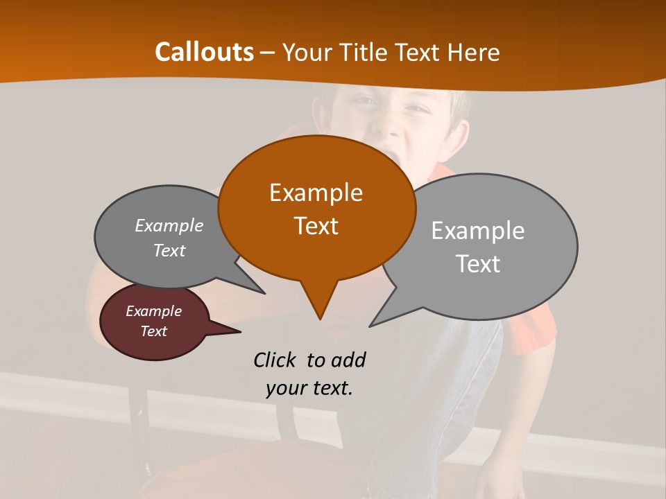 A Young Boy Sitting On A Wooden Chair With His Mouth Open PowerPoint Template