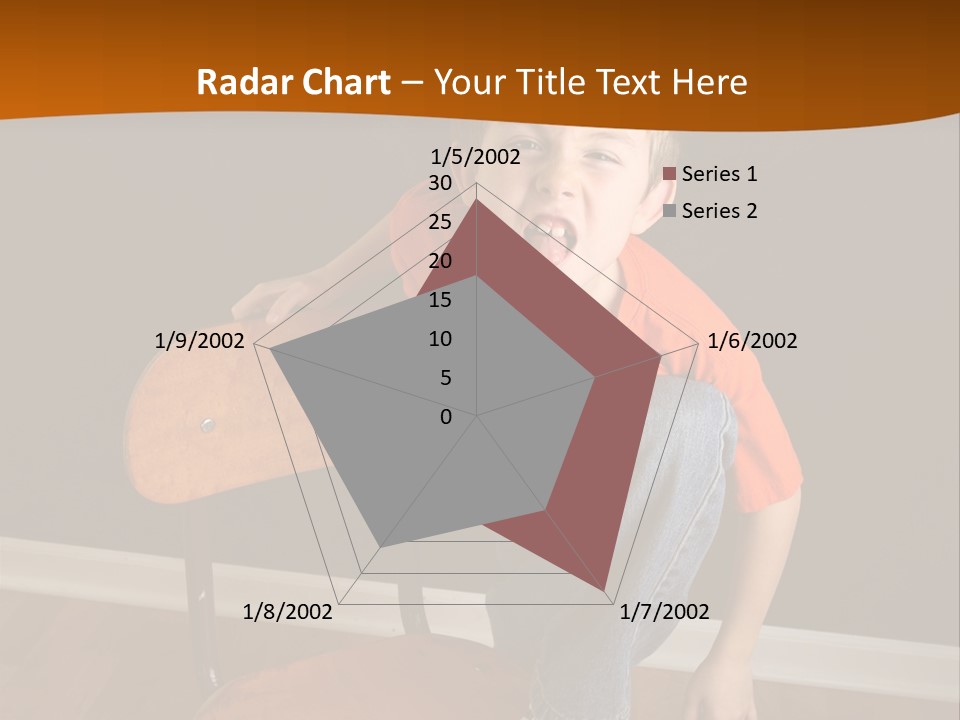 A Young Boy Sitting On A Wooden Chair With His Mouth Open PowerPoint Template