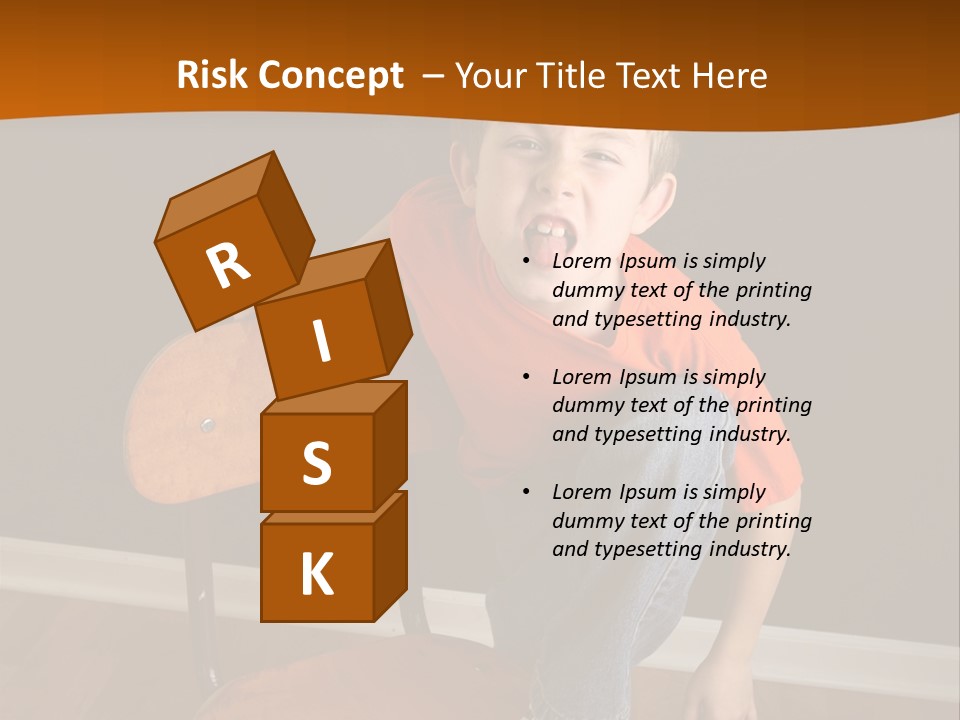 A Young Boy Sitting On A Wooden Chair With His Mouth Open PowerPoint Template