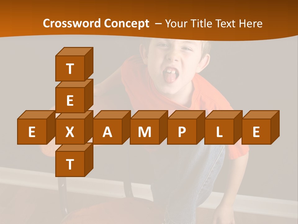 A Young Boy Sitting On A Wooden Chair With His Mouth Open PowerPoint Template