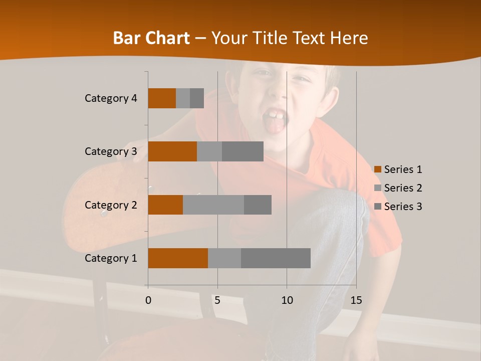 A Young Boy Sitting On A Wooden Chair With His Mouth Open PowerPoint Template
