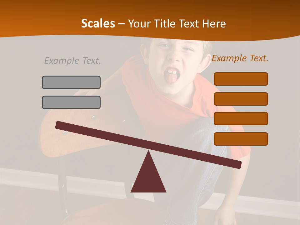 A Young Boy Sitting On A Wooden Chair With His Mouth Open PowerPoint Template