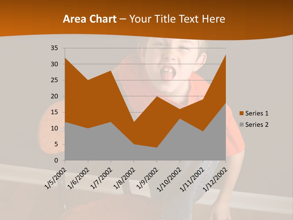 A Young Boy Sitting On A Wooden Chair With His Mouth Open PowerPoint Template